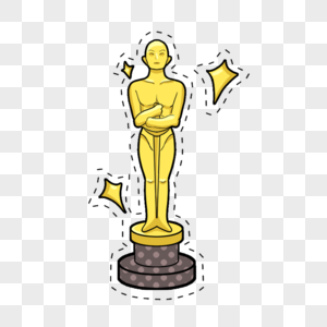 奥斯卡金人卡通波普电影贴纸图片素材