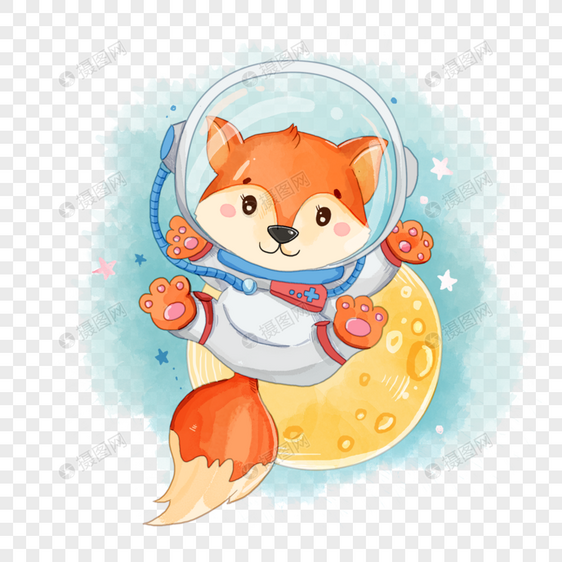 卡通宇航员航天小狐狸图片