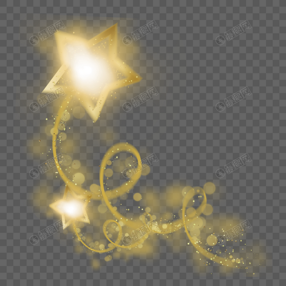 金色光效星星螺旋尾迹图片
