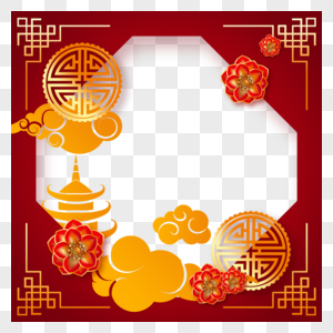 春节虎年边框金色传统纹理图片