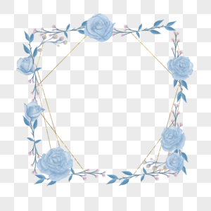 蓝金花卉花朵蓝色玫瑰花边框图片