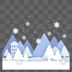 圣诞松树建筑雪冬天剪纸图片