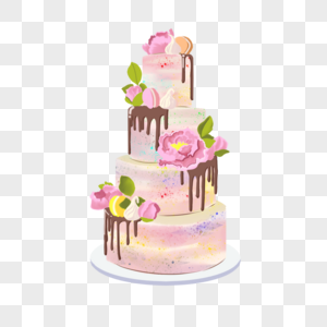 彩色卡通婚礼蛋糕图片
