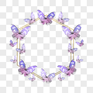 水彩蝴蝶边框紫色自然图片
