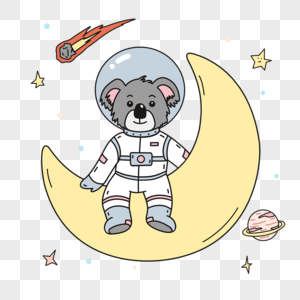 坐在月亮上的考拉动物宇宙宇航员图片
