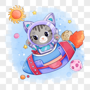 卡通宇航员可爱猫咪图片