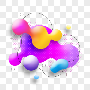 紫色和黄色流体渐变抽象孟菲斯边框图片
