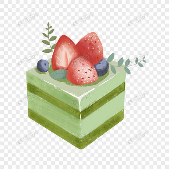 抹茶甜品草莓岩浆蛋糕图片