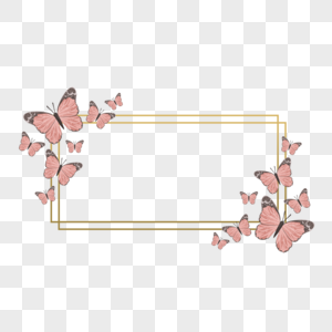 水彩蝴蝶长方形边框图片