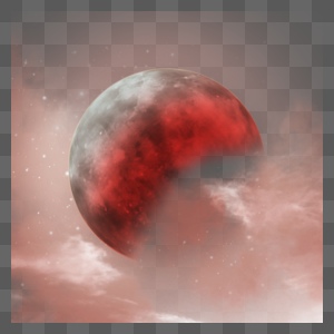 月食红色月光夜空背景图片