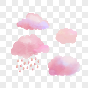 可爱的粉色水彩云朵图片