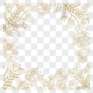 金色线稿花卉边框图片