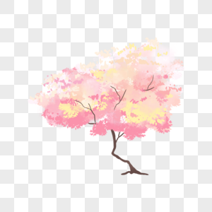 樱花树水彩粉色花朵图片
