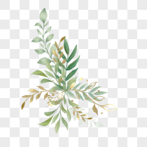 金箔绿色叶子植物装饰图片