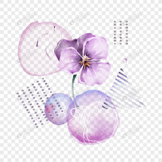 紫色抽象水彩植物花卉图片