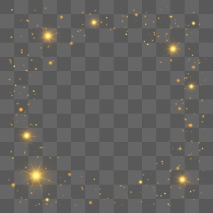 离散的黄色四角星光效边框图片