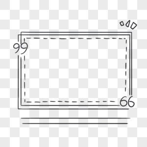 正方形简约风格黑白线稿逗号文本框图片