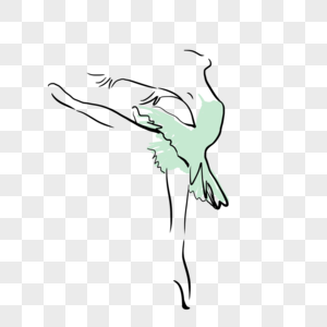 抽象线条画女芭蕾舞浅绿色图片