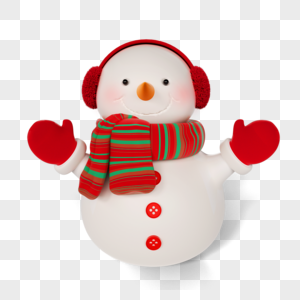 圣诞节3d立体白色围巾雪人图片
