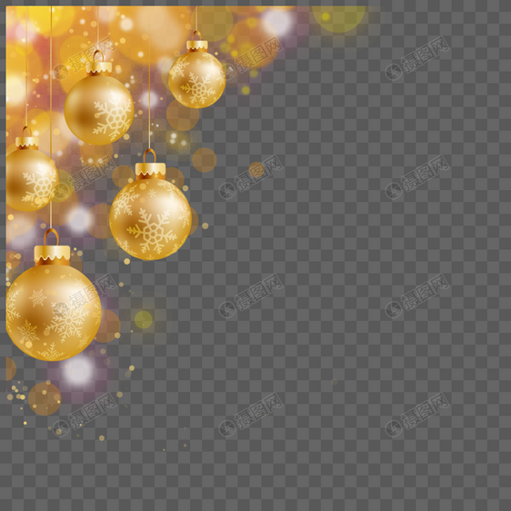 圣诞节装饰球金色光效图片