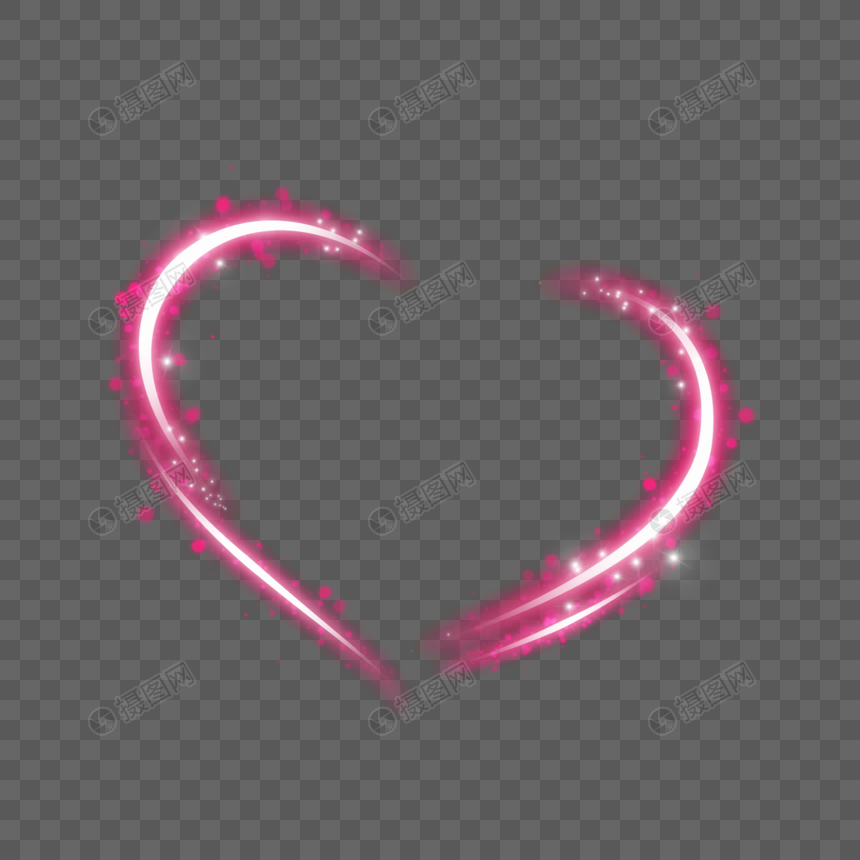 几何粉色光效抽象爱心图片