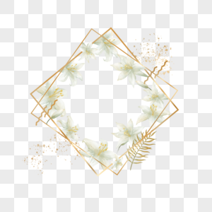 白色百合花卉婚礼边框图片