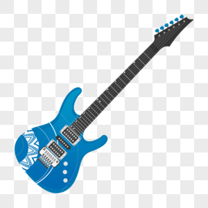 蓝白色电吉他图片