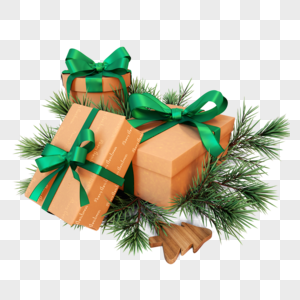 圣诞节绿色蝴蝶结礼盒图片