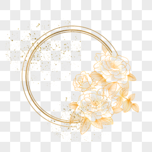 光效金线花卉婚礼圆环边框图片