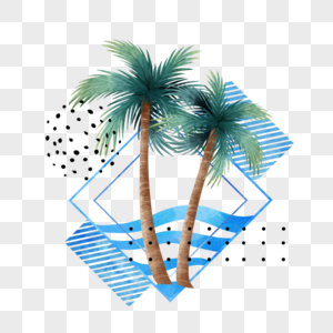 几何形状水彩棕榈树图片