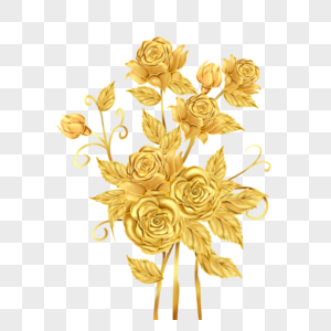 金色玫瑰花剪贴画金属图片