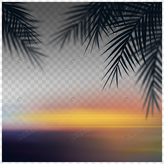 夏季日落沙滩海水边框图片