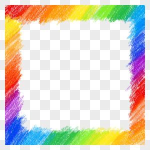 方形线条涂鸦蜡笔彩虹边框图片