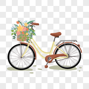 水彩风格载着花卉的自行车图片