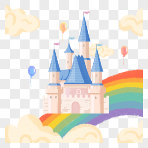 梦幻彩虹卡通城堡图片