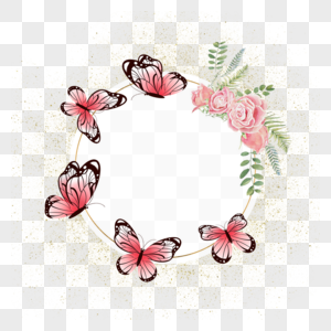 春季可爱蝴蝶花卉边框图片