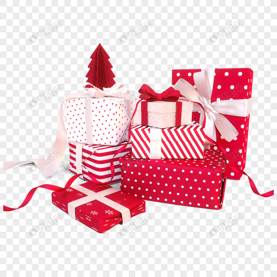 圣诞节礼物红色3d礼盒图片