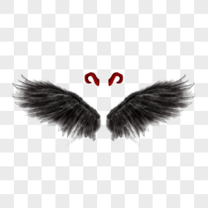 红色恶魔魔鬼角黑色恶魔魔鬼羽毛翅膀图片