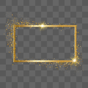 金色光效星光方形边框图片