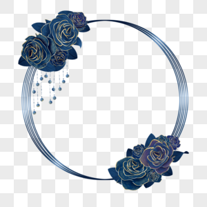 蓝色玫瑰婚礼边框图片