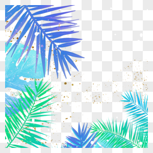 彩色水彩棕榈树龟背竹边框图片