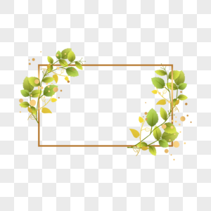 长方形金箔植物装饰边框图片