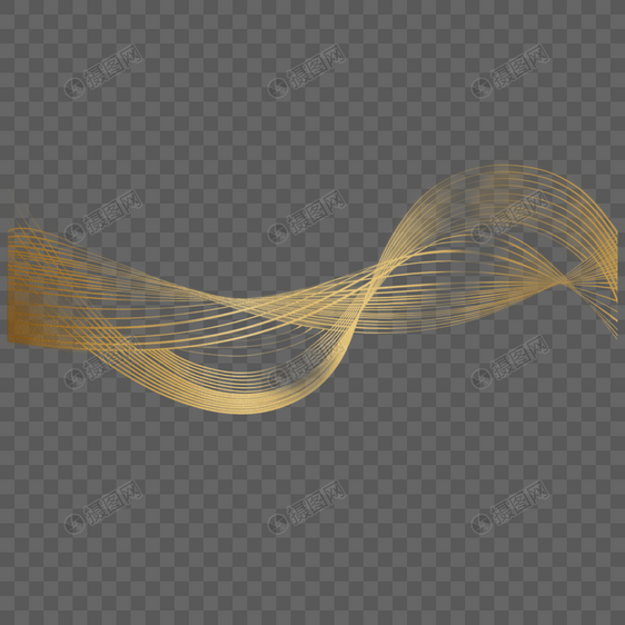 抽象金色线条波纹飘动边框图片