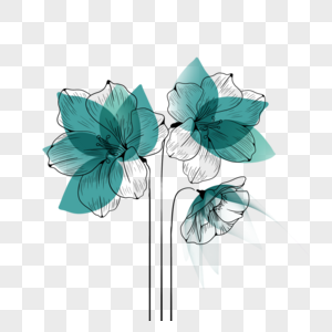 花卉蓝色线稿花朵背景图片