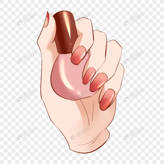 美甲彩妆拿着粉色指甲油的手图片