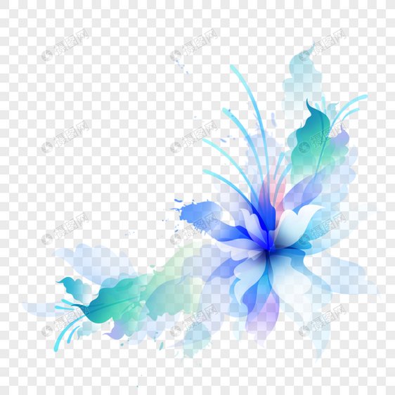 光效抽象蓝色花卉图片