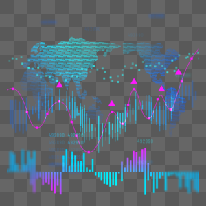 股票市场走势图分析蓝色高清图片