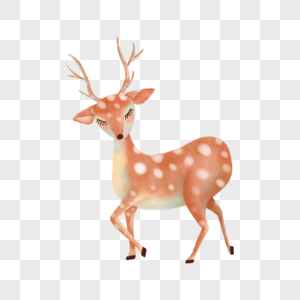 小鹿水彩唯美动物晕染图片