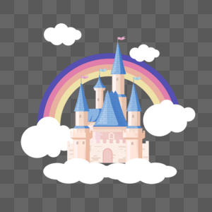 彩虹蓝色卡通城堡图片