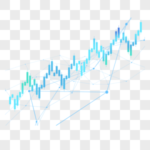 股票k线图上升趋势财务交易蓝色渐变蜡烛图高清图片